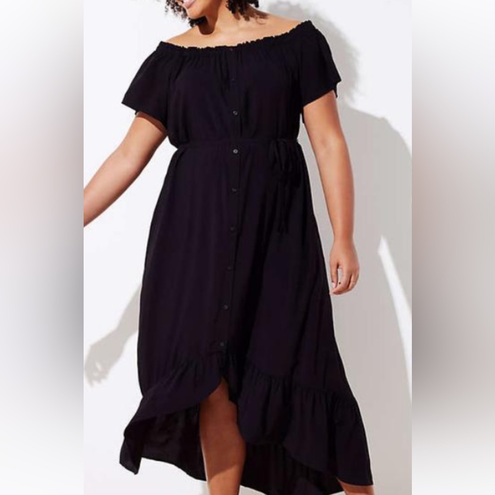 Loft Plus Button Front Maxi Dress